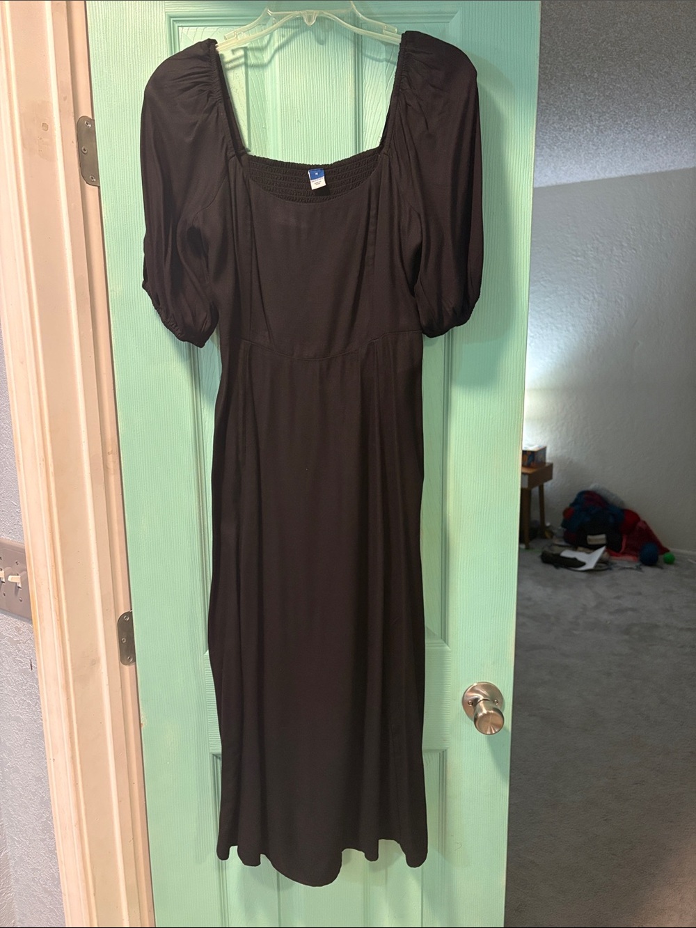 Old Navy Black Puff Sleeve Midi Dress